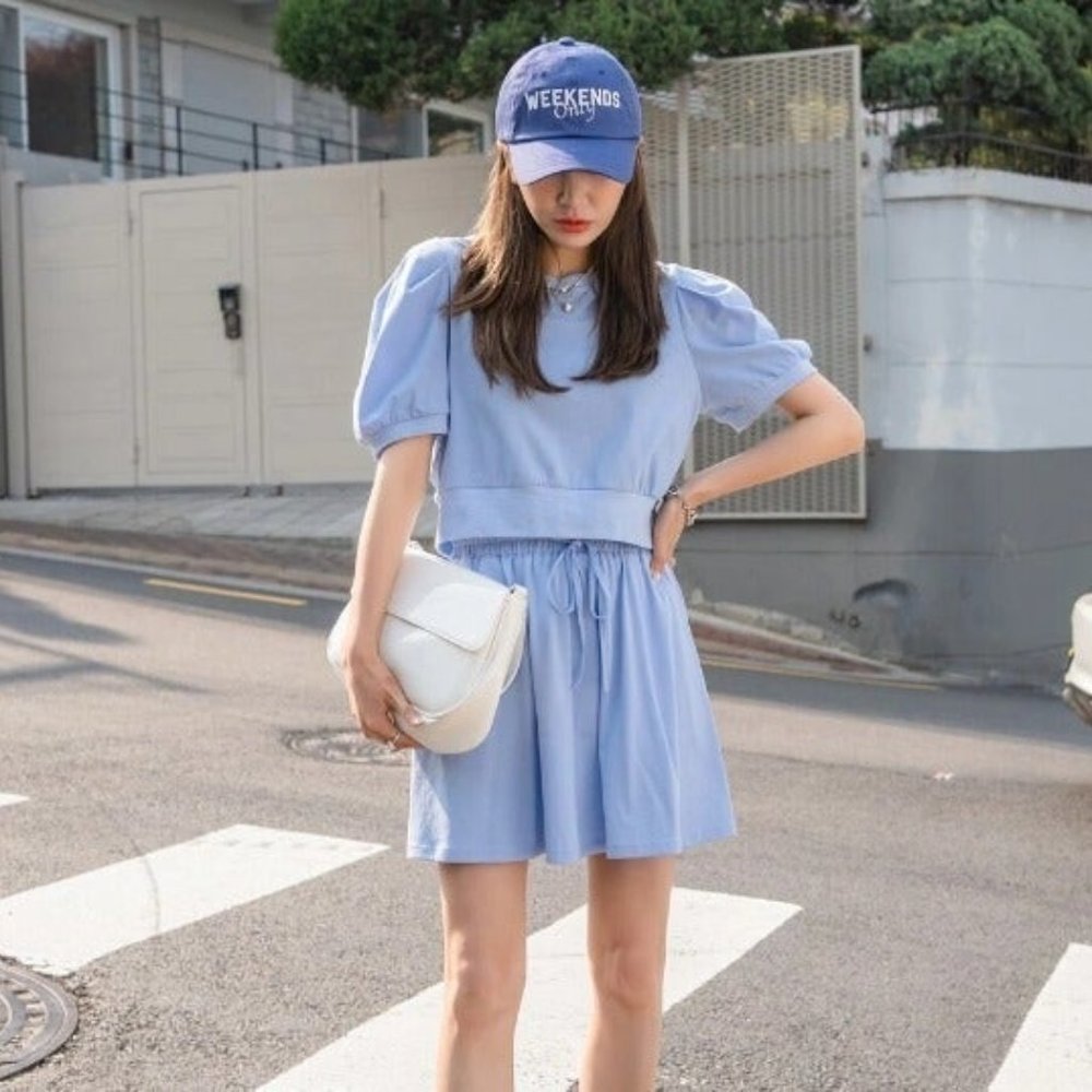 Shein Crop Tee With Knot Skirt